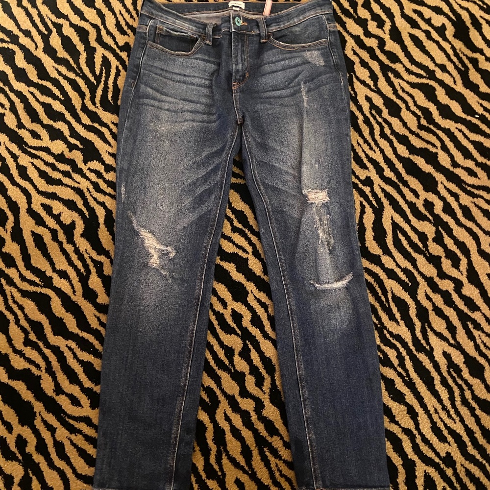 Sneak Peek Mid Rise Ripped Skinny Jeans